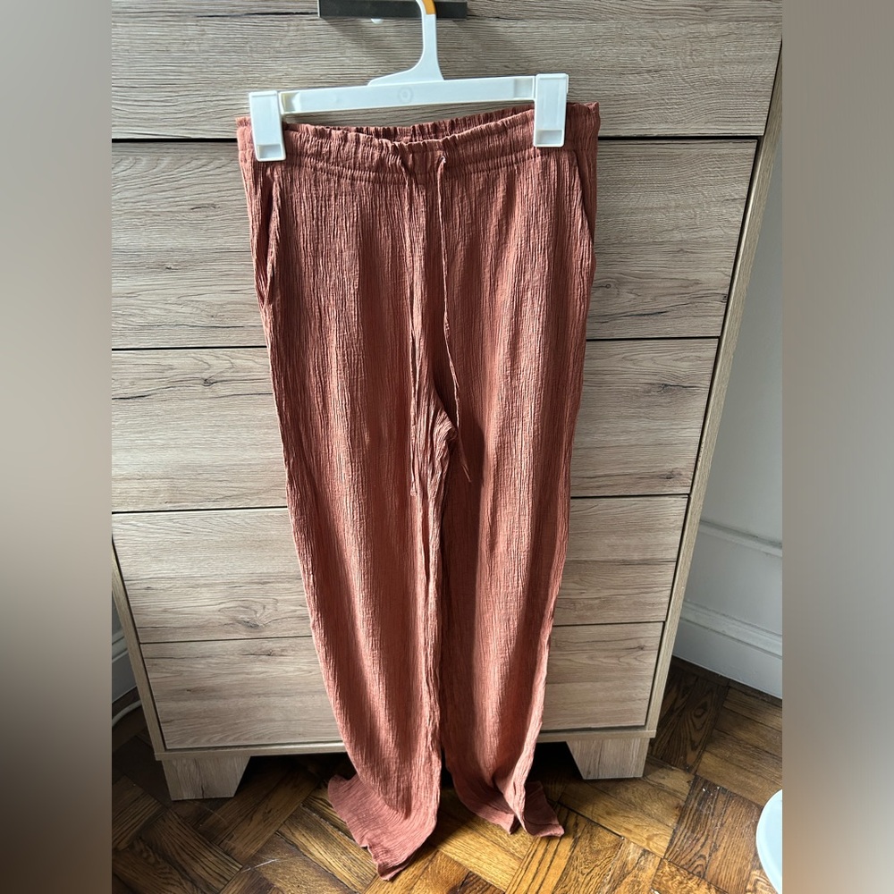 Rust flowy flare pants Zara